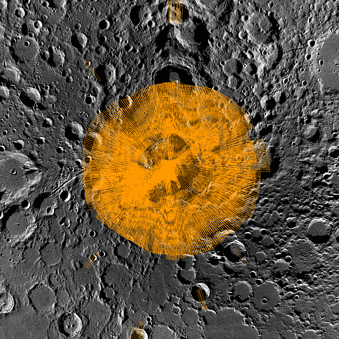 Footprint plot of the ShadowCam images in the fifth release at the North pole [NASA/KARI/ASU/Intuitive Machines]