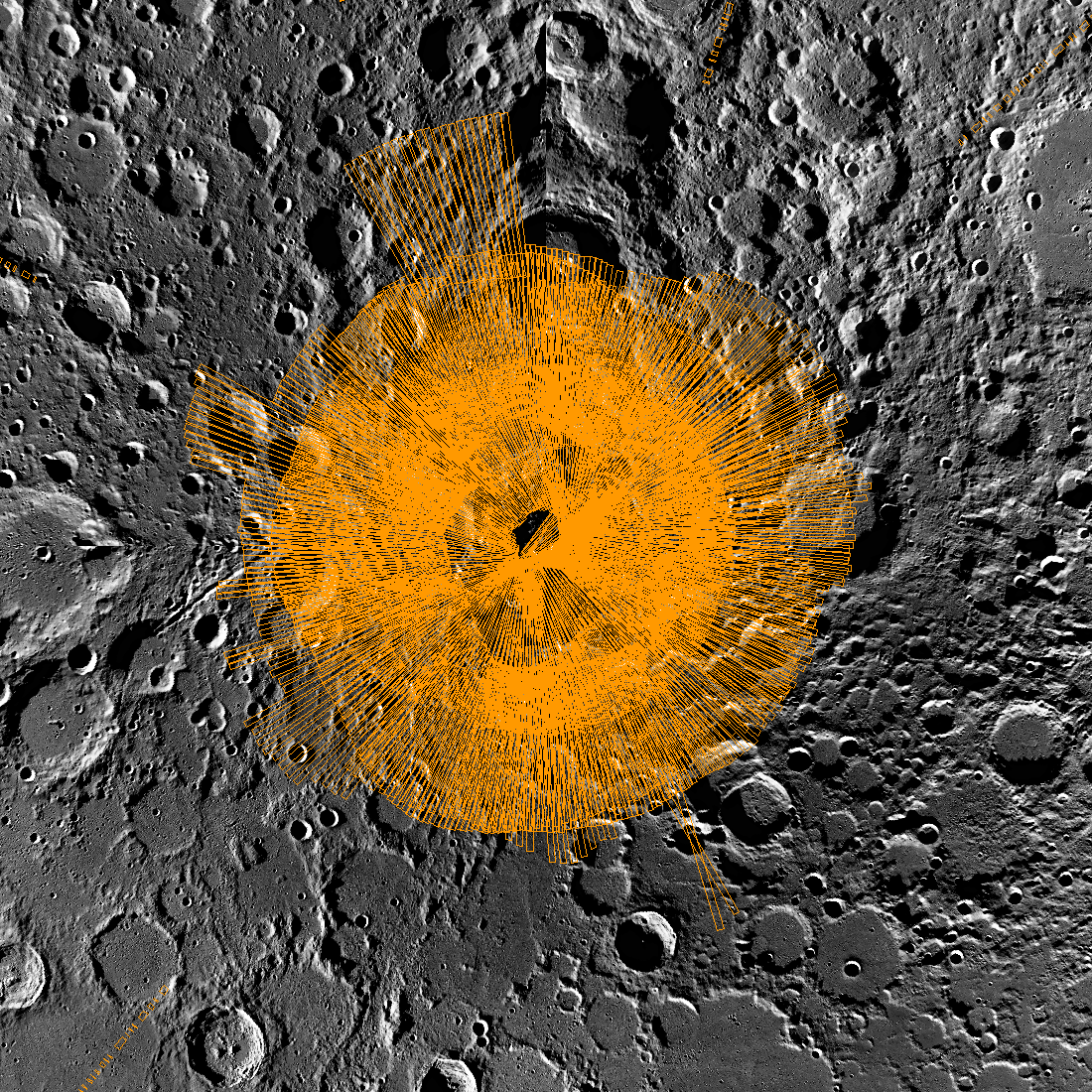 Footprint plot of the ShadowCam images in the December 2025 release at the North pole [NASA/KARI/ASU/Intuitive Machines]