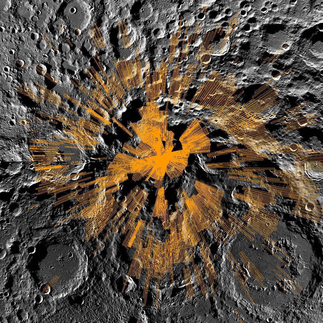 Footprint plot of the ShadowCam images in the June 2026 release at the South pole [NASA/KARI/ASU/Intuitive Machines]