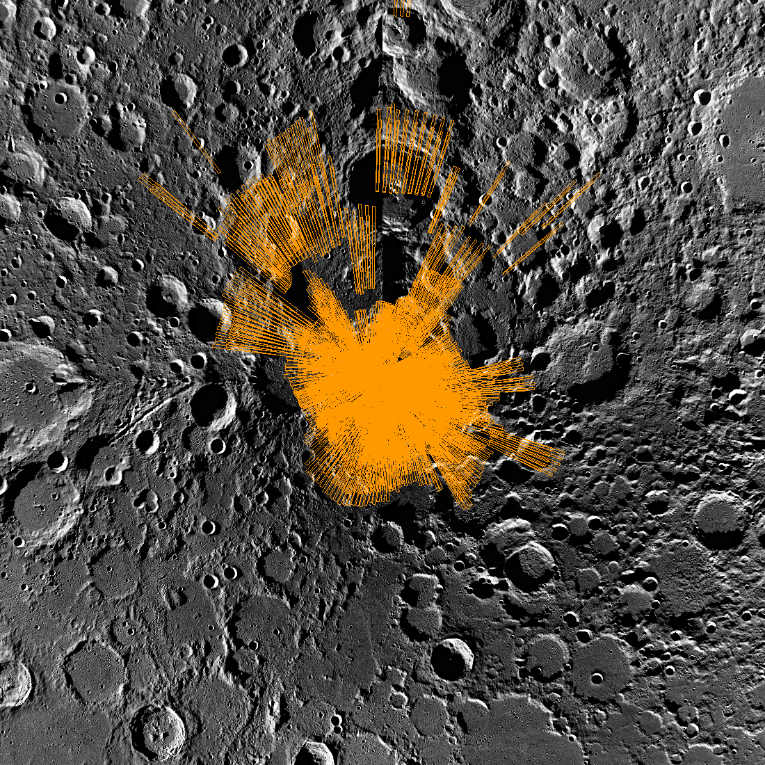 Footprint plot of the ShadowCam images in the June 2026 release at the North pole [NASA/KARI/ASU/Intuitive Machines]